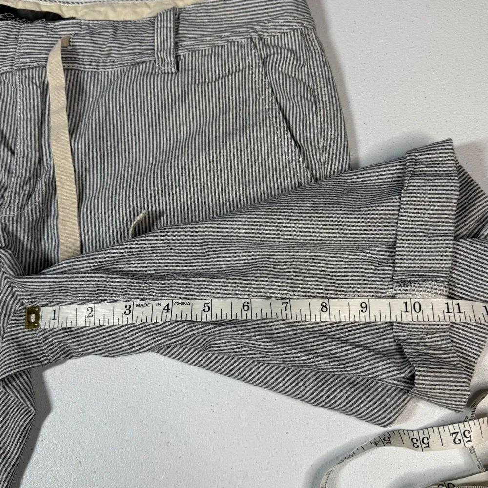 Eddie Bauer Bermuda Shorts 8 Blue White Striped Cuffed Drawstring - Picture 6 of 6